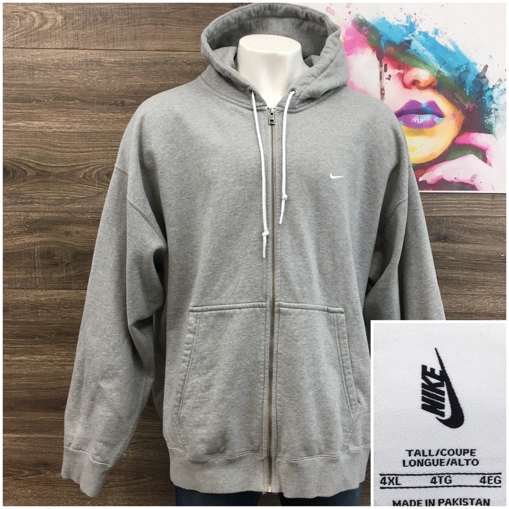 Nike Mens Full‎ Zip Hoodie Gray Solo Swoosh Fleece Tall 4XL-T DR0403-063
